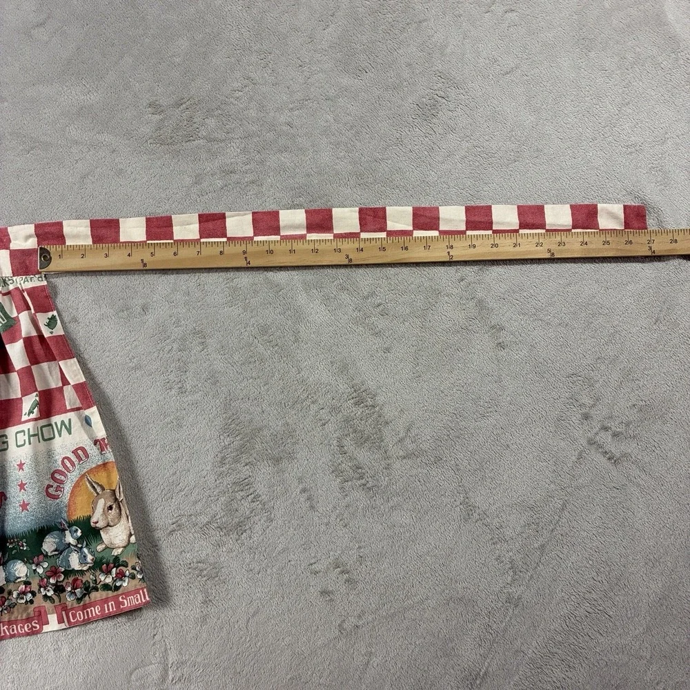 Country Style Waist Apron Red Check Bunny Rabbit Good Things Print Cottagecore